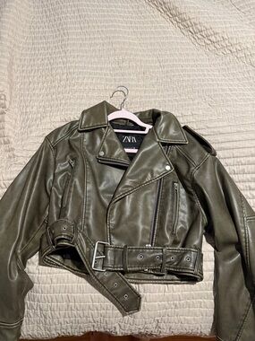 Zara cropped moto jacket vintage look